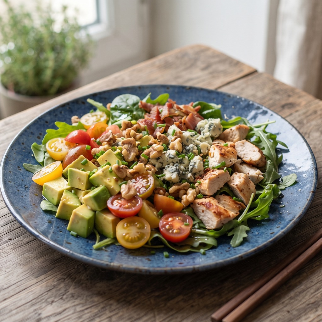 Salade Cobb aux noix, vinaigrette moutarde