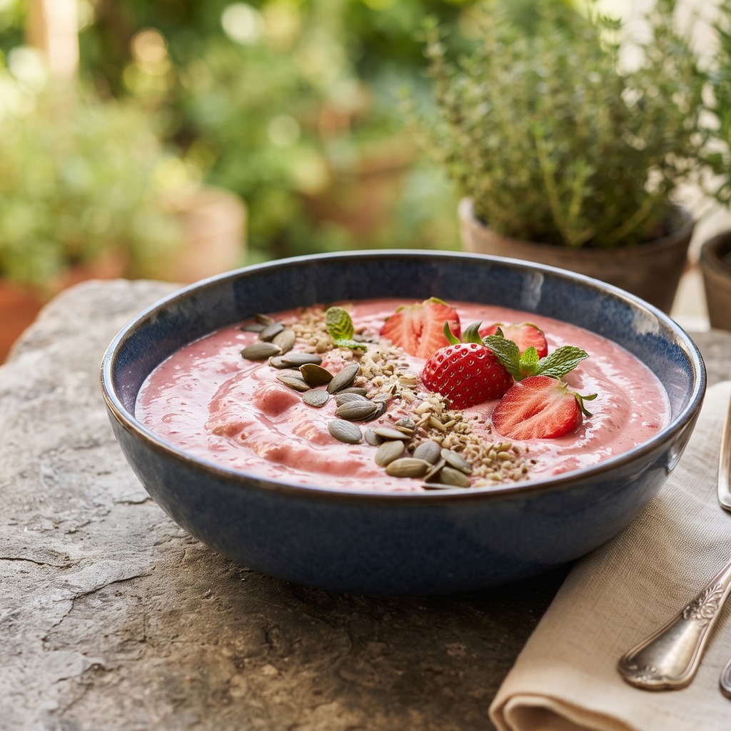 Shake aux fraises et aux graines de courge