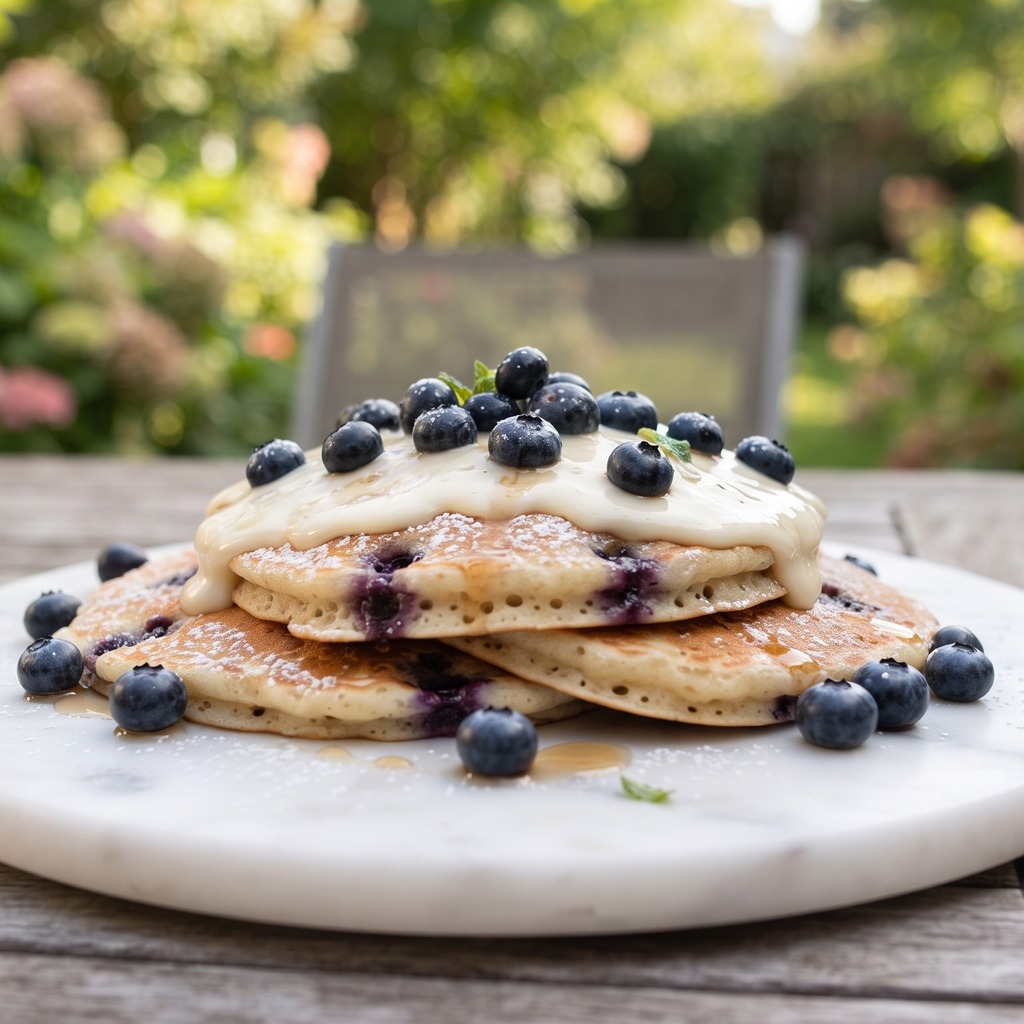 Pancakes aux myrtilles et au fromage à la crème