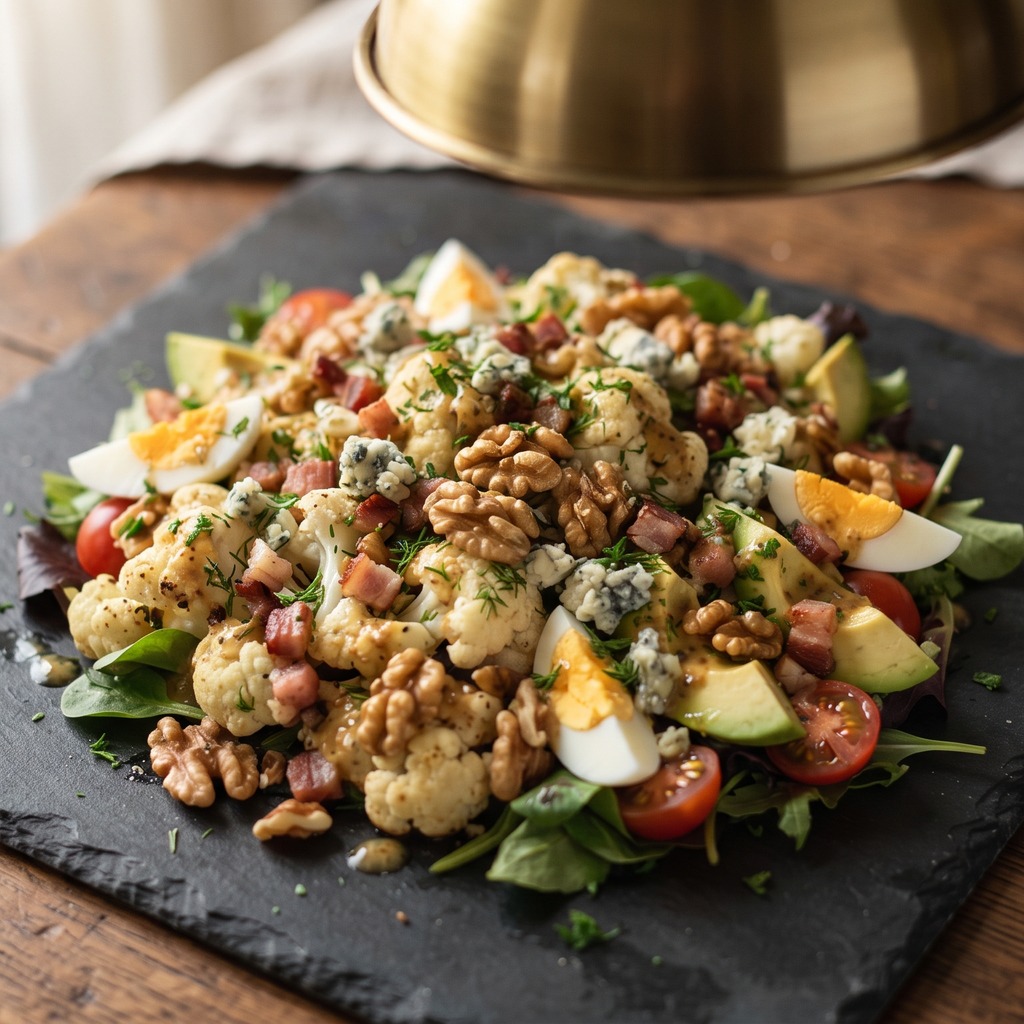 Salade de poulet effiloché au chou-fleur