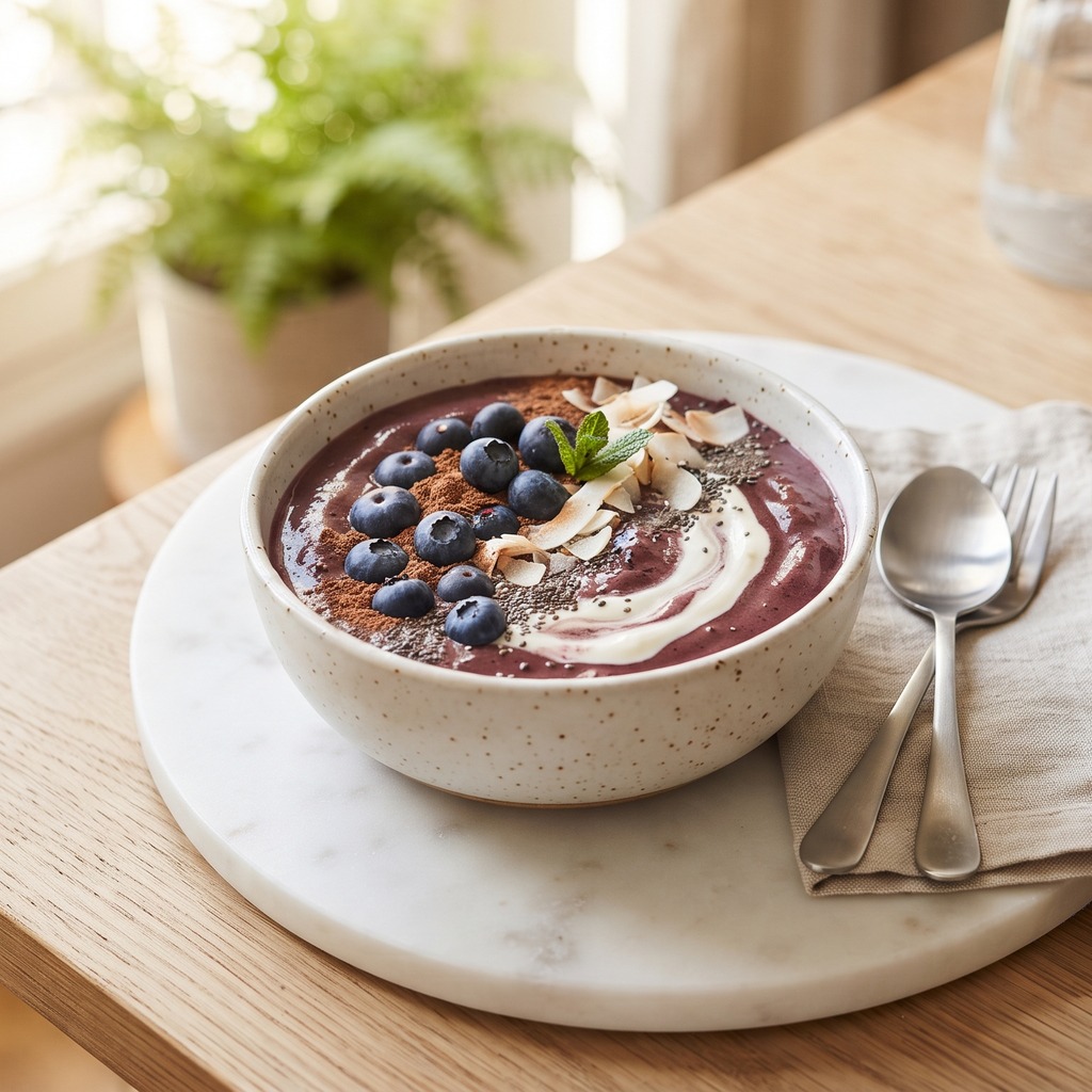 Smoothie au chocolat et aux myrtilles