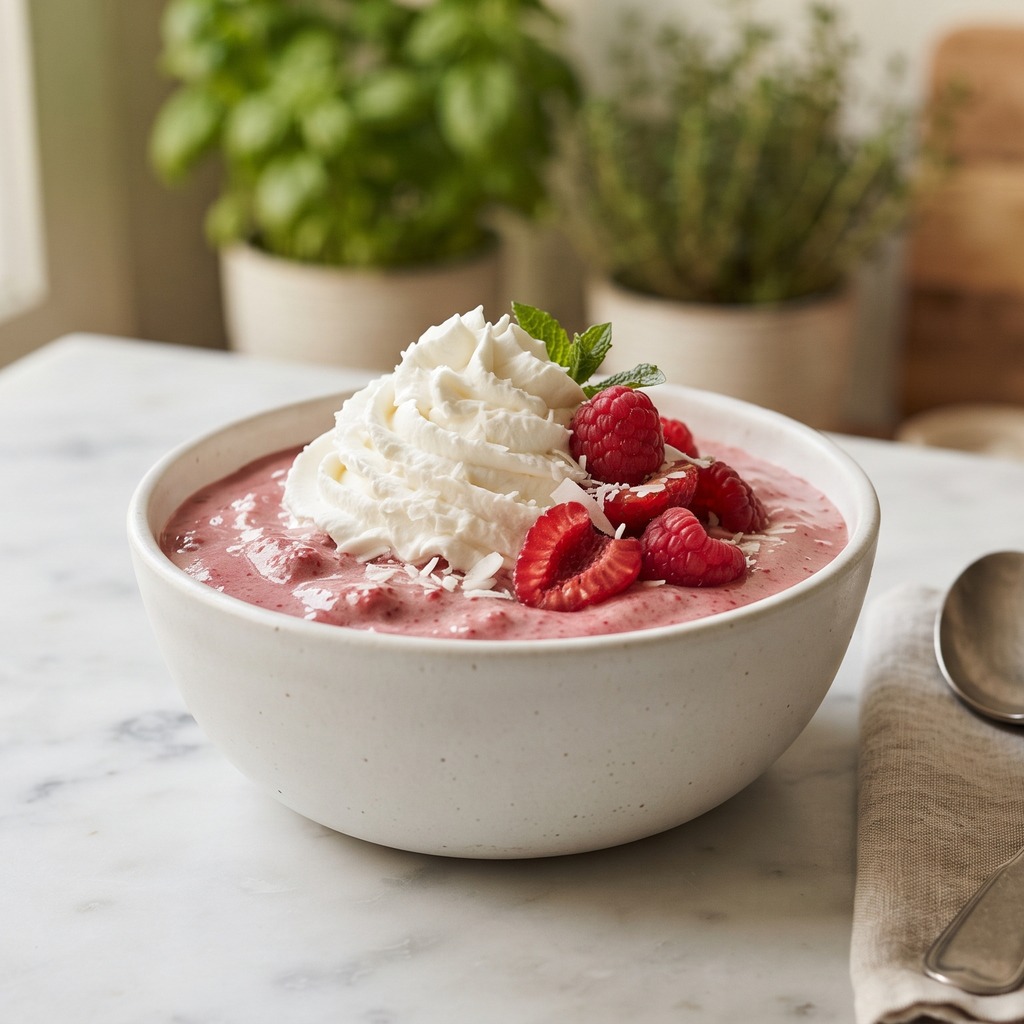 Shake framboise et crème fouettée