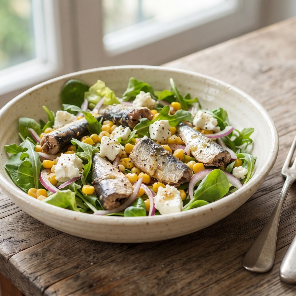 Salade croquante, sardines et feta