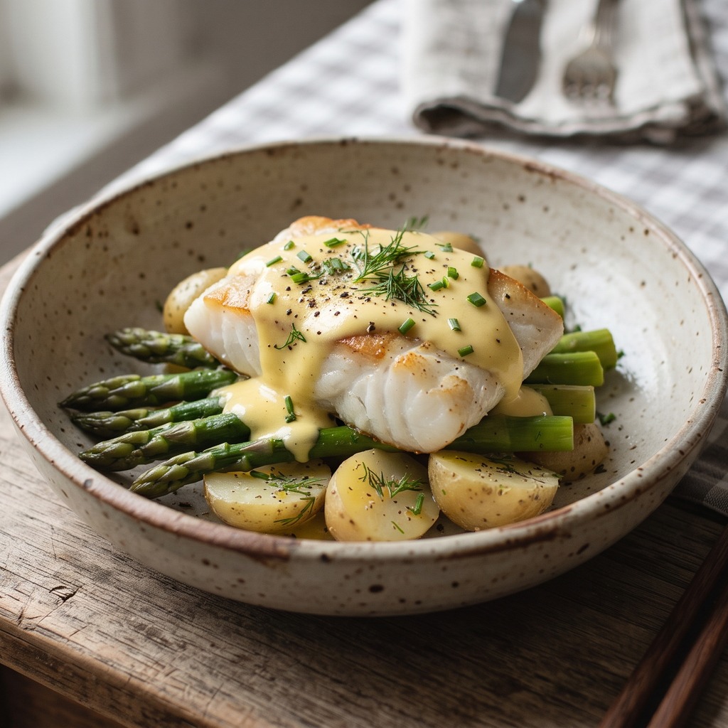 Cabillaud saisi, sauce hollandaise maison