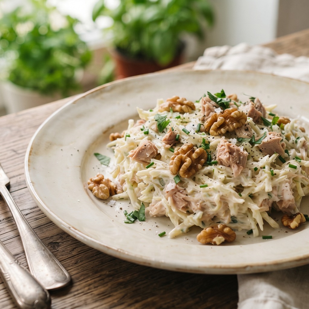 Salade croquante de thon au céleri et aux noix