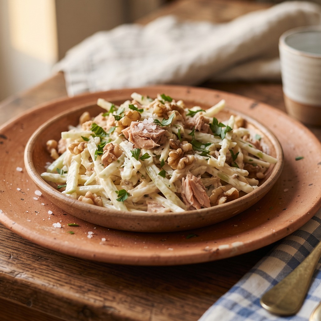 Salade croquante de thon au céleri et aux noix