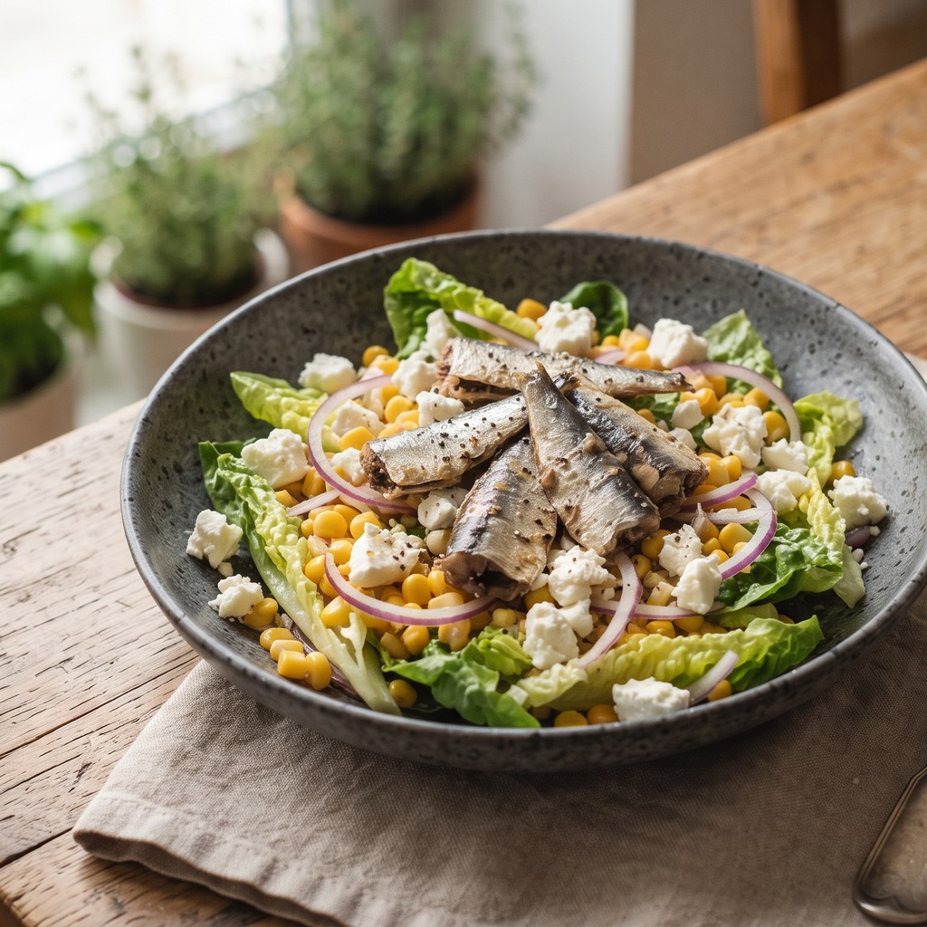 Salade croquante, sardines et feta