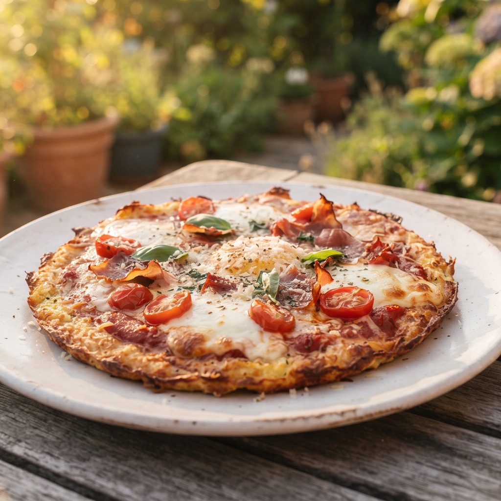 Pizza à la croûte d'œuf et parmesan