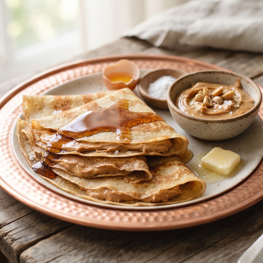 Crêpes au beurre de cacahuète avec sirop d'érable