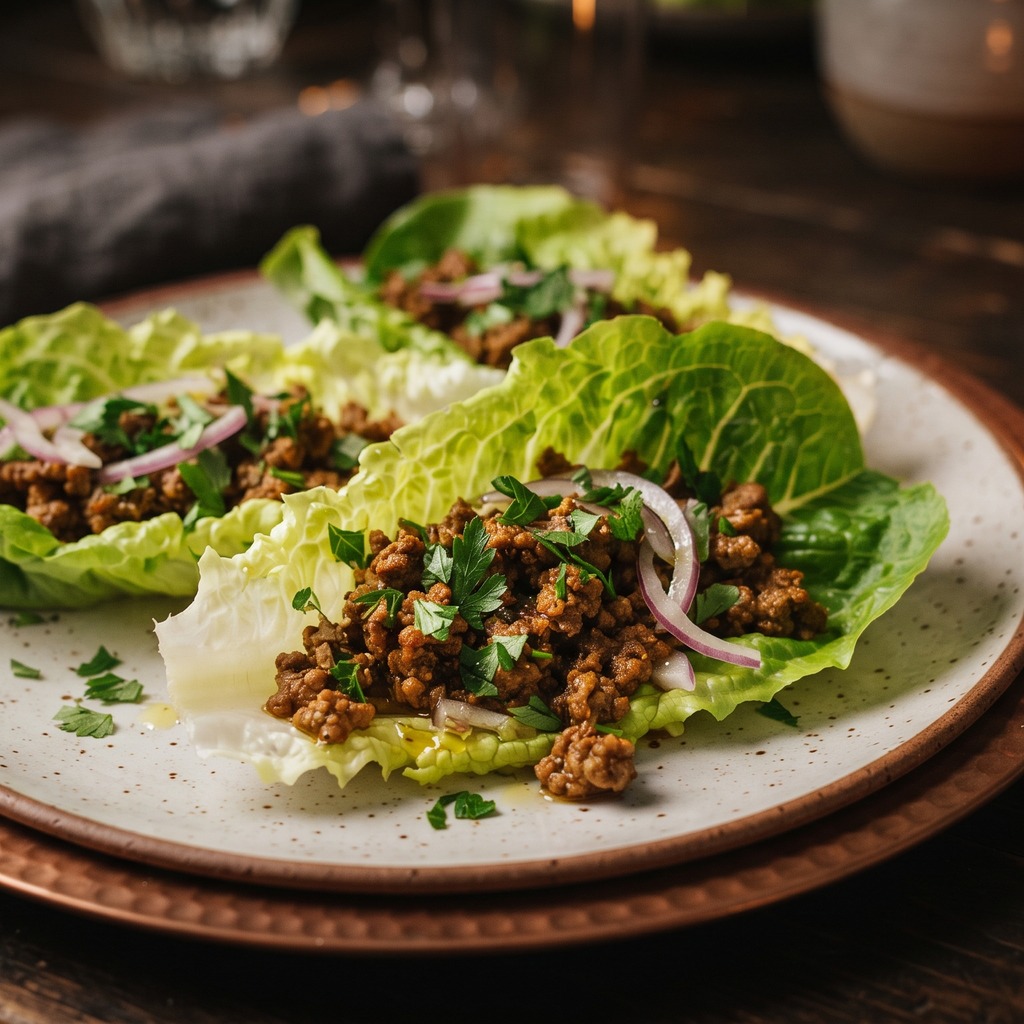 Wraps de laitue au bœuf épicé et jus de citron vert