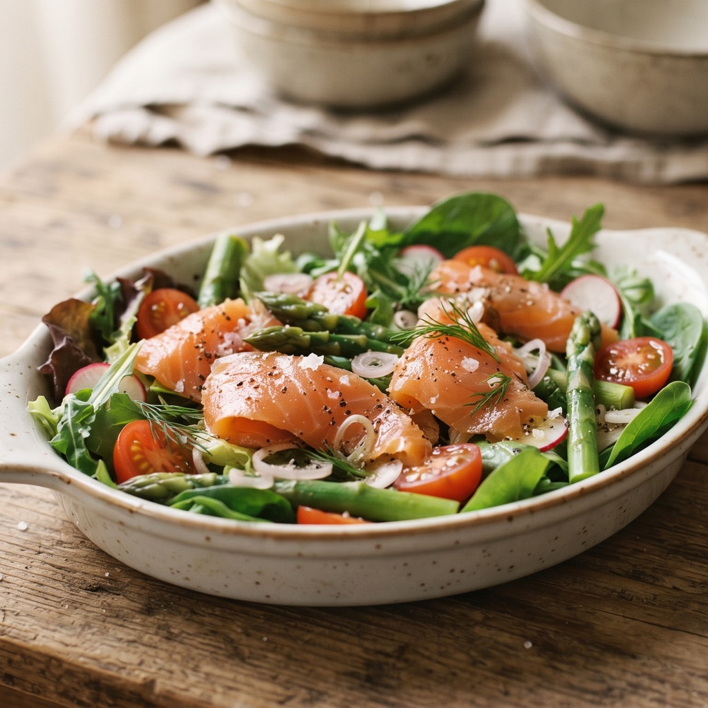 Salade printanière au saumon fumé