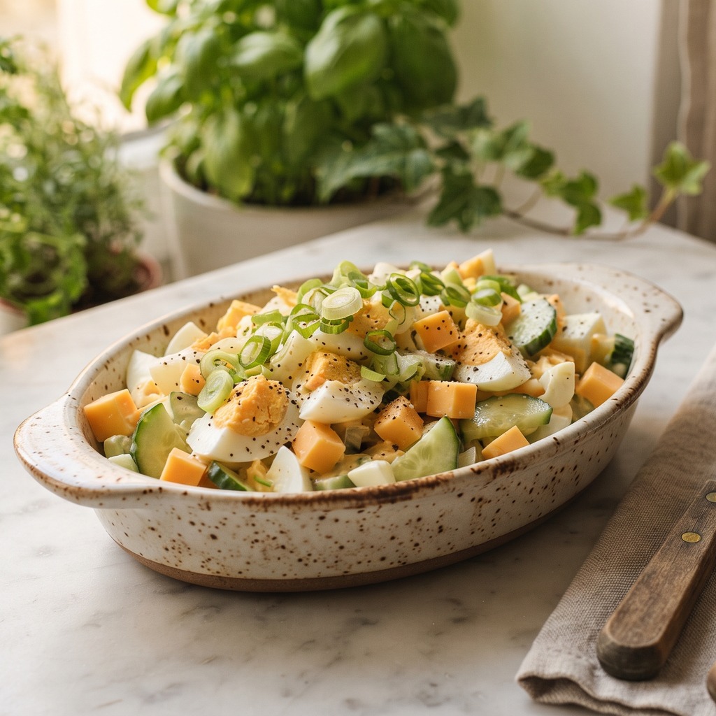 Salade d'œufs durs au cheddar et concombre
