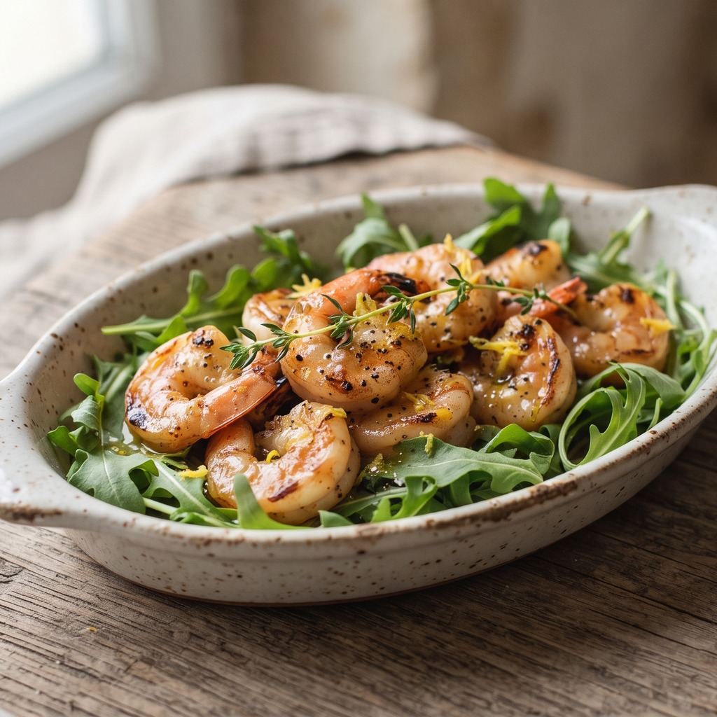 Poulet poêlé, roquette et vinaigrette moutarde