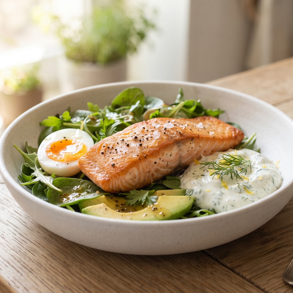 Salade d'œufs crémeuse, avocat et persil