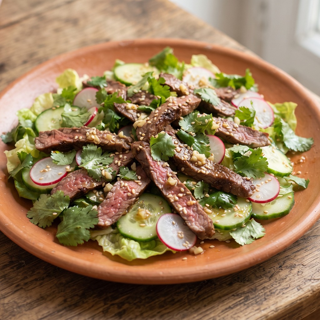 Saumon poêlé, œuf dur et salade multicolore