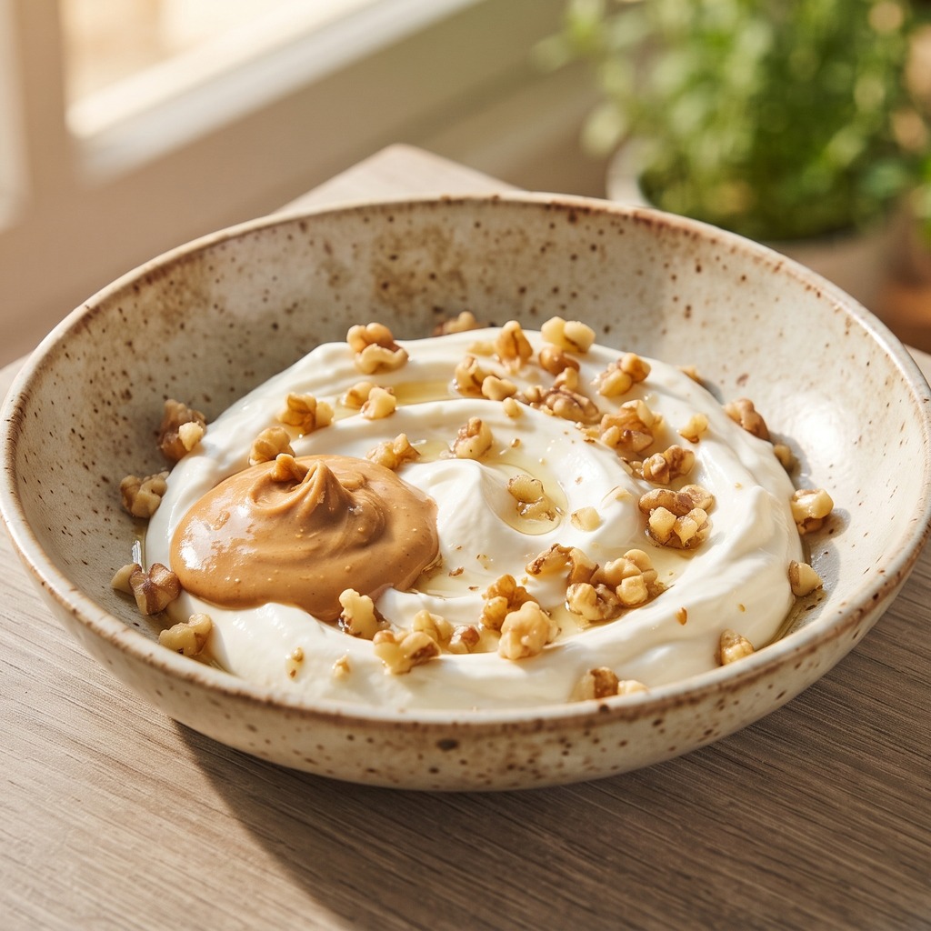 Yaourt au mascarpone avec beurre de cacahuètes
