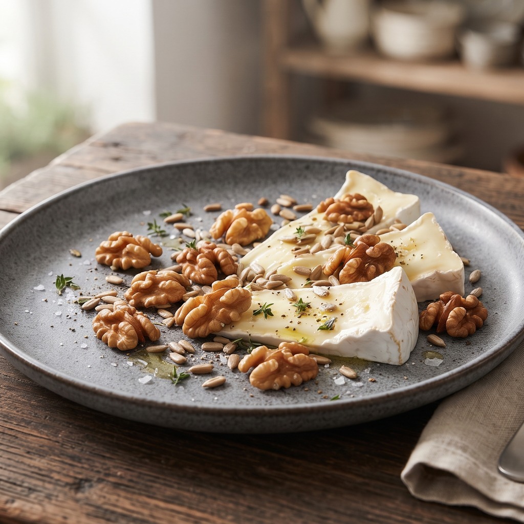 Brie, noix et graines de tournesol