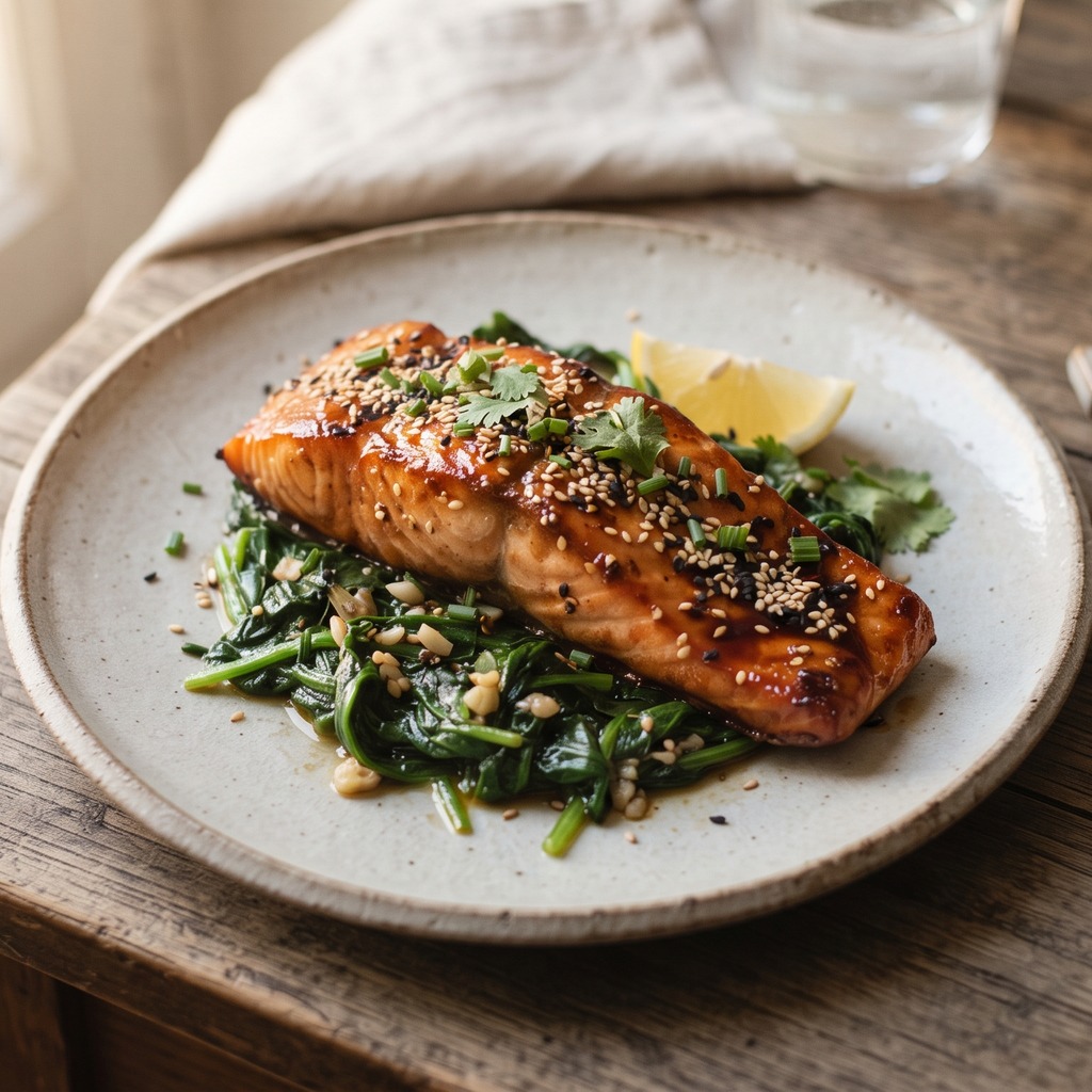 Saumon mariné sauce teriyaki et sésame