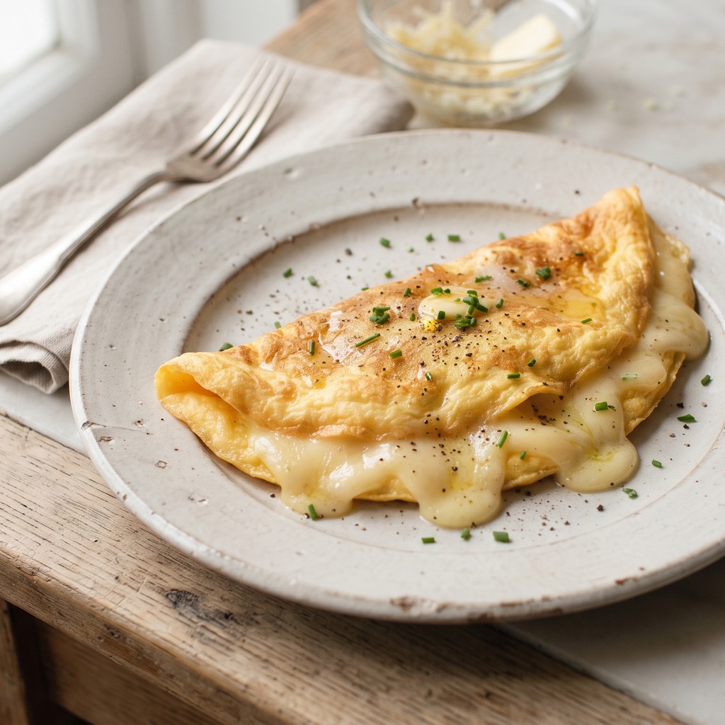 Omelette au comté et à la crème