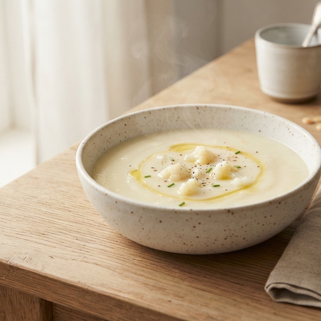 Velouté de chou-fleur au bouillon et à la crème