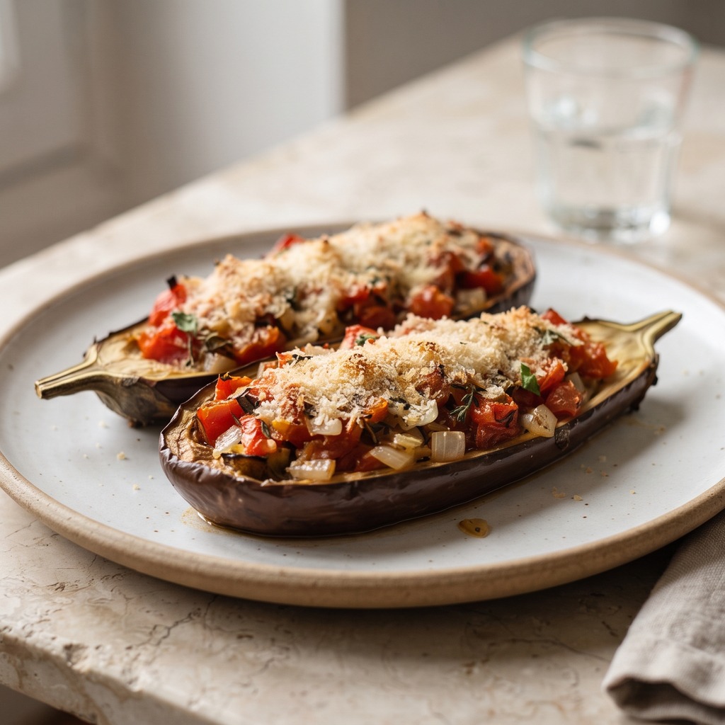 Aubergines farcies à la tomate et au parmesan