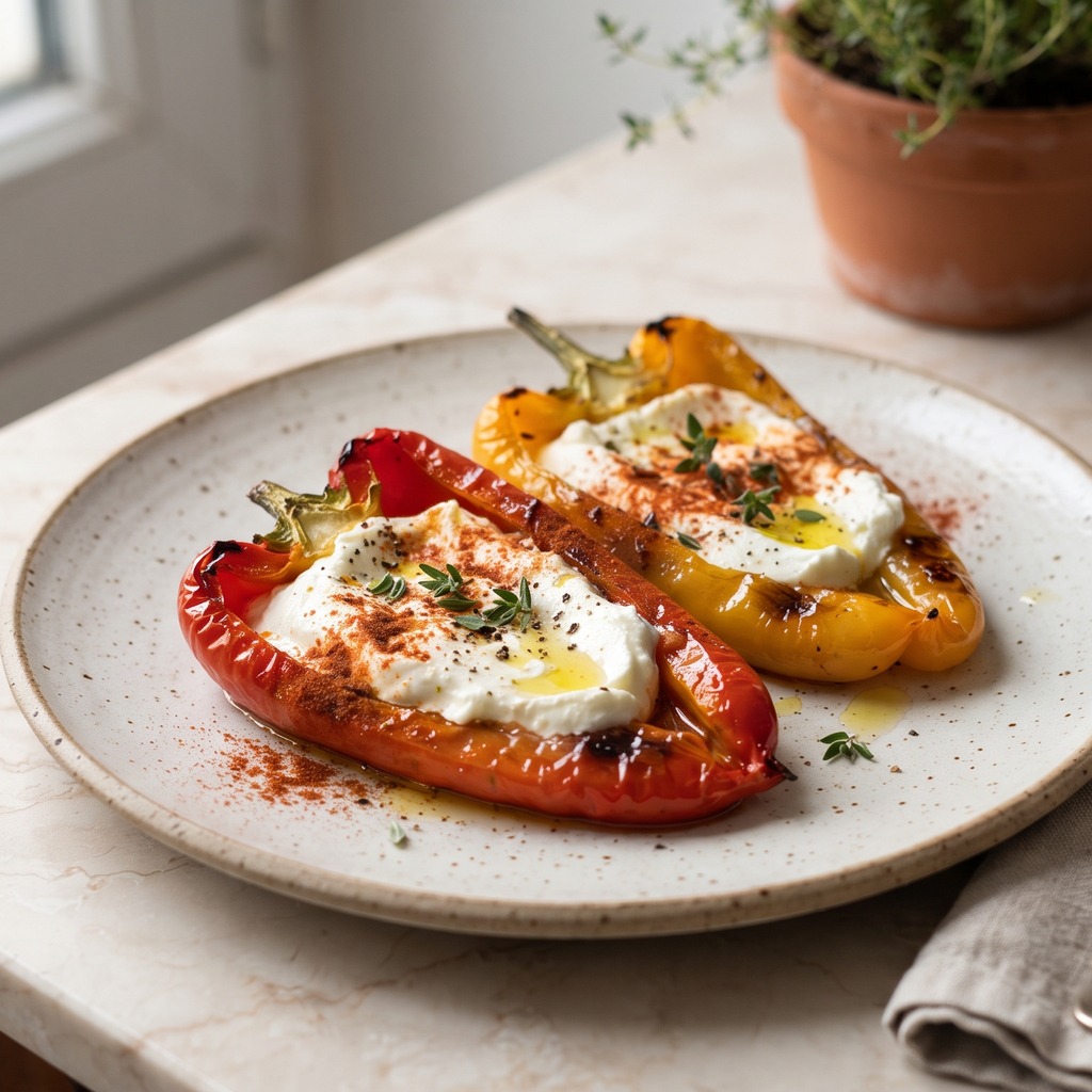 Poivrons confits et chèvre frais