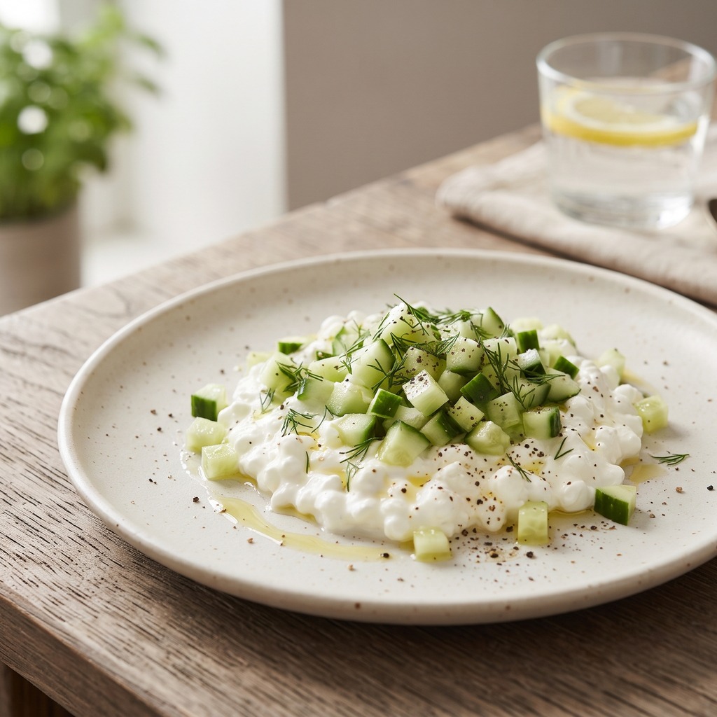 Fromage cottage, concombre et aneth