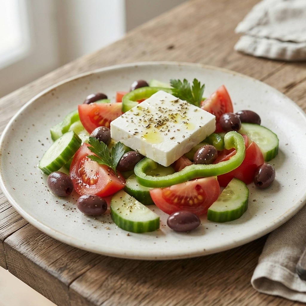 Salade grecque, feta et olives