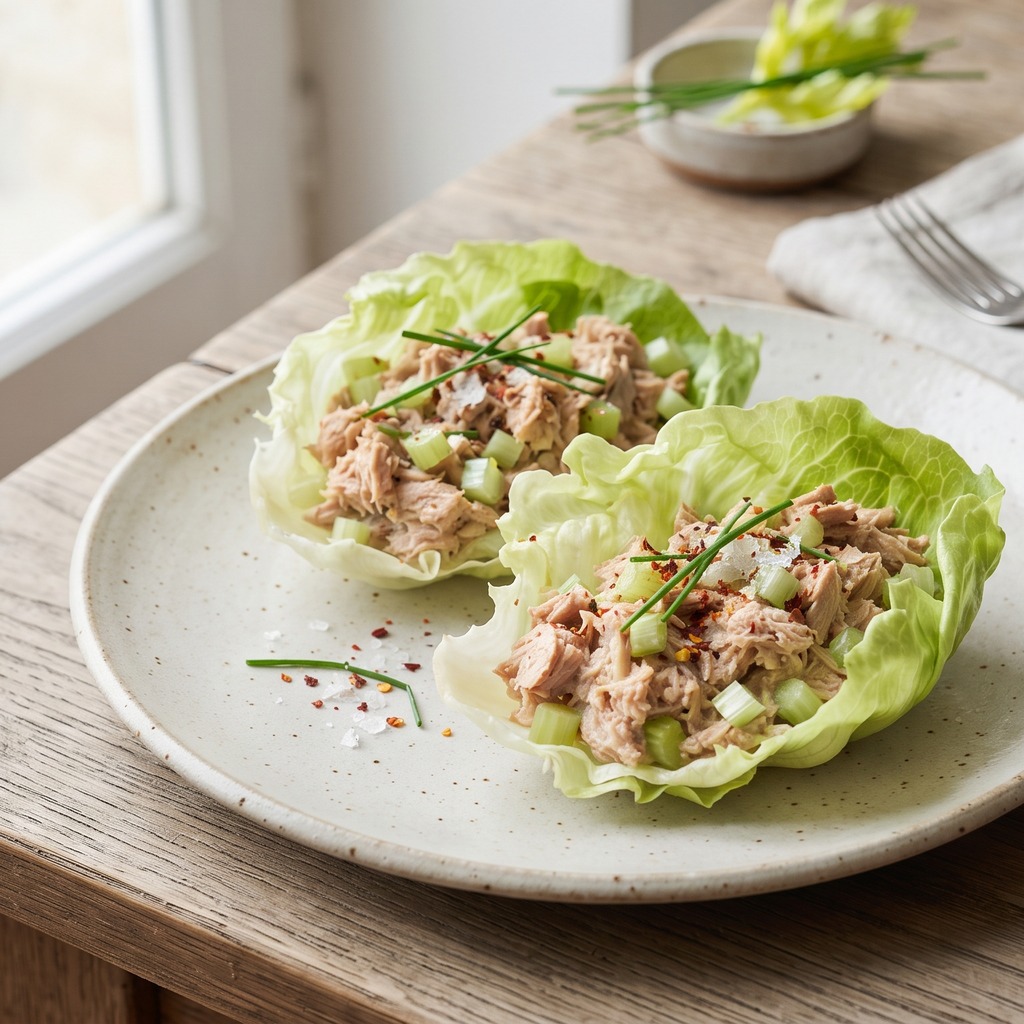 Wraps de laitue au thon épicé et céleri
