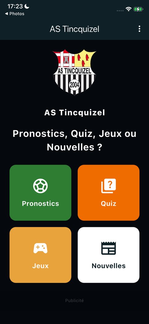Aperçu de l'application AS Tincquizel